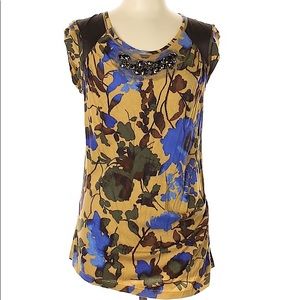 Simply Vera Vera Wang Tan/Brown Blouse with Beads